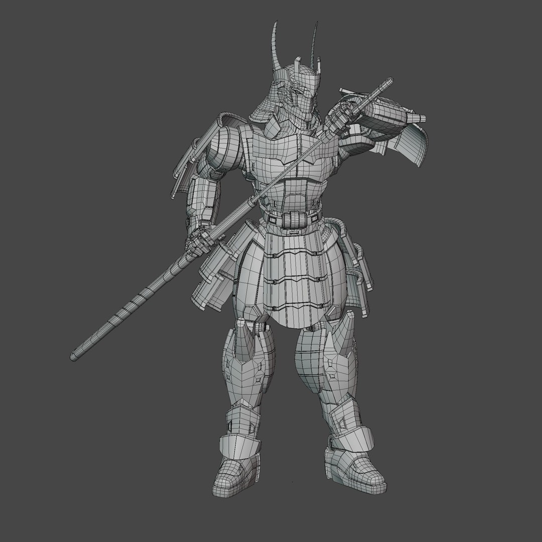 Samurai Robot 3D Model – Low Poly Rigged Character for Games, FBX, Blender - View 15