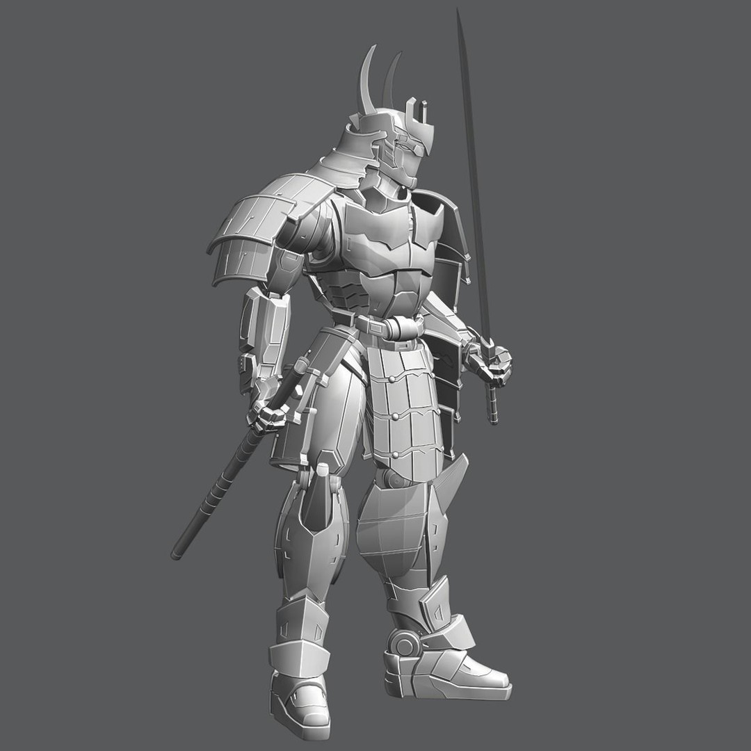 Samurai Robot 3D Model – Low Poly Rigged Character for Games, FBX, Blender - View 19