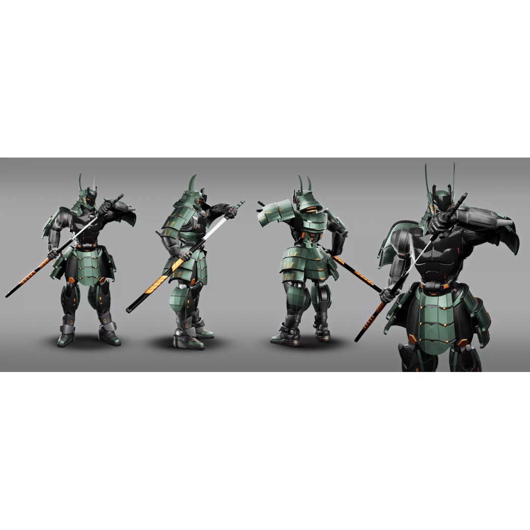 Samurai Robot 3D Model – Low Poly Rigged Character for Games, FBX, Blender - View 2