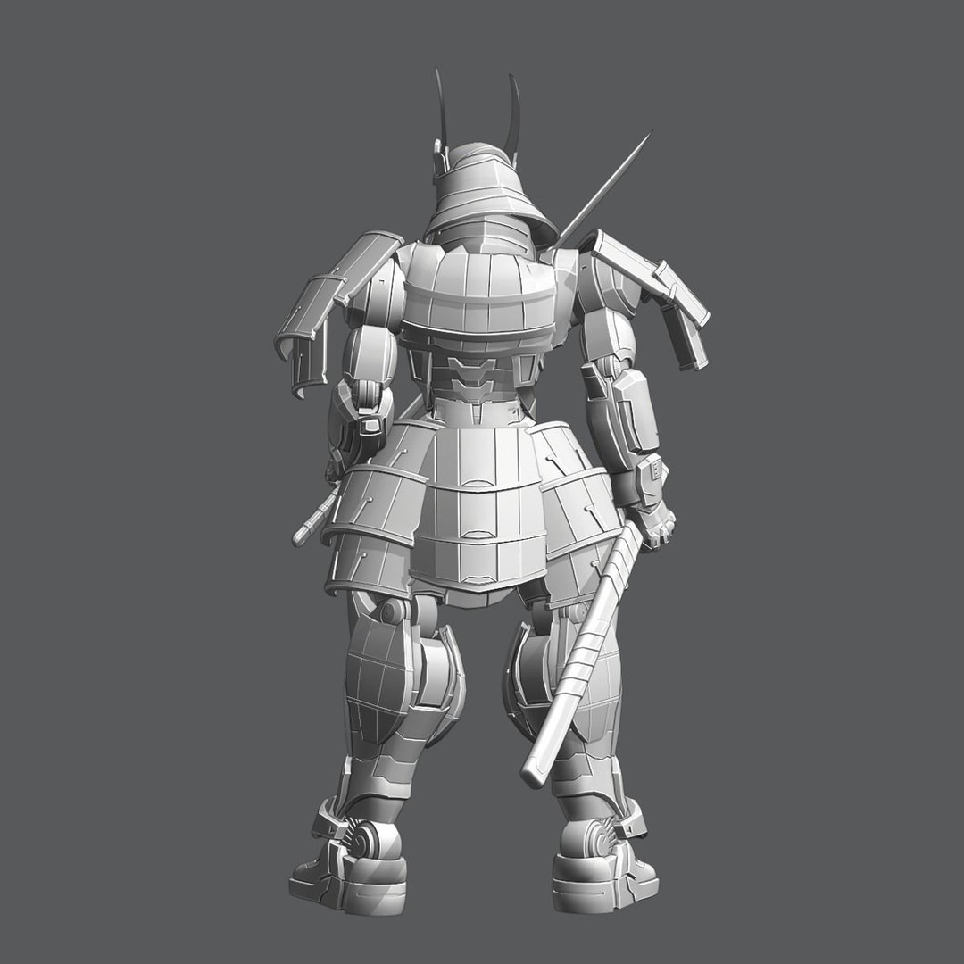 Samurai Robot 3D Model – Low Poly Rigged Character for Games, FBX, Blender - View 20