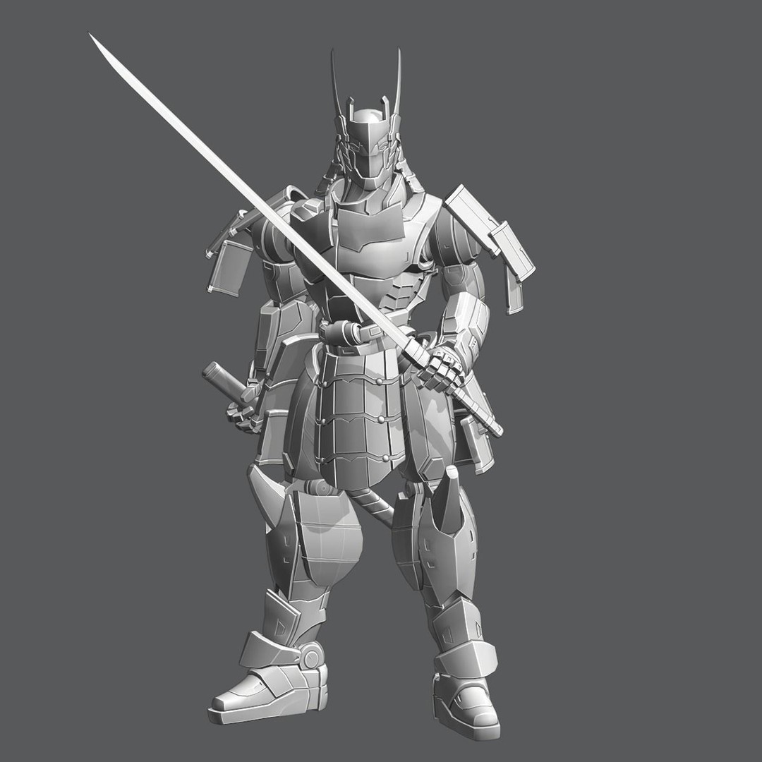 Samurai Robot 3D Model – Low Poly Rigged Character for Games, FBX, Blender - View 21