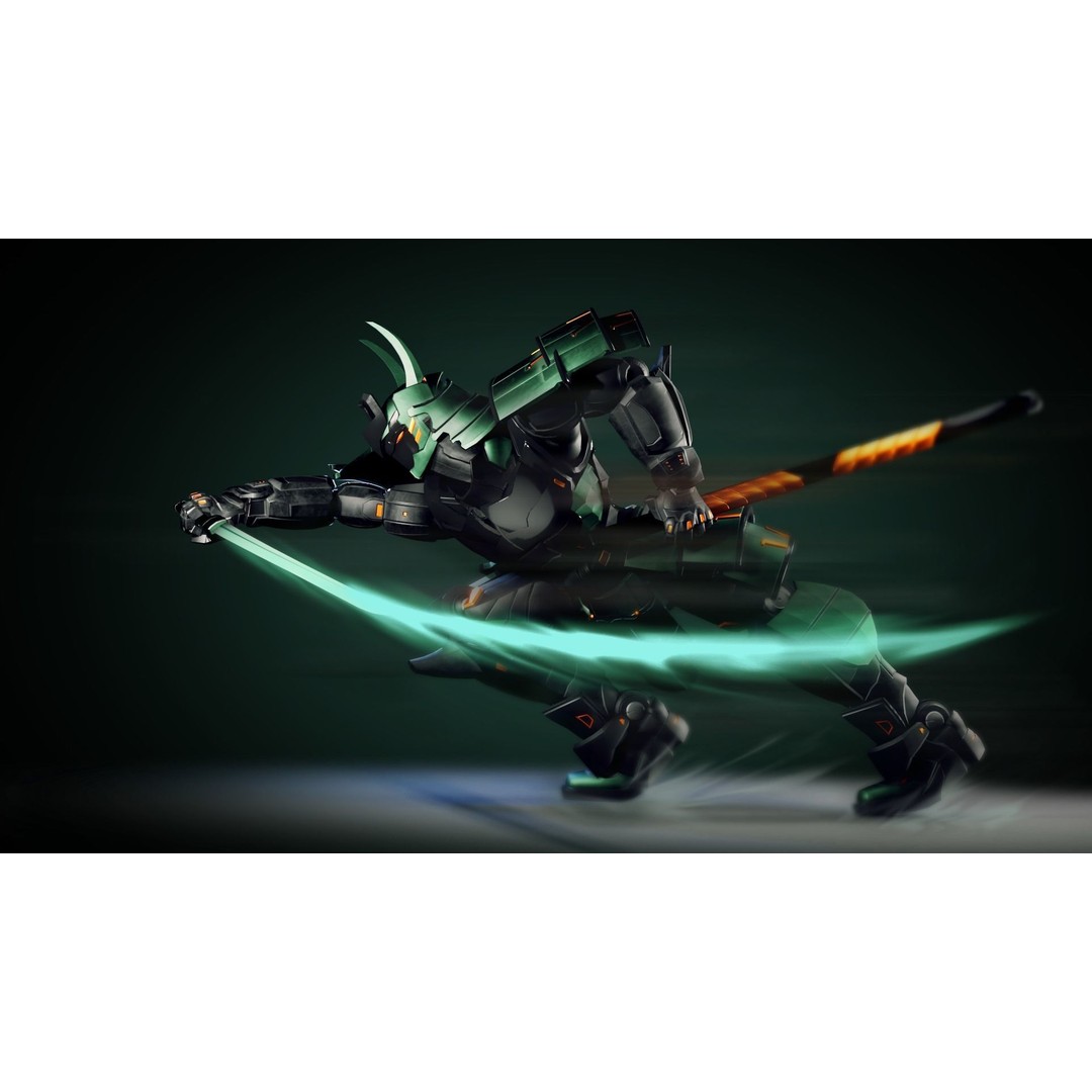 Samurai Robot 3D Model – Low Poly Rigged Character for Games, FBX, Blender - View 3