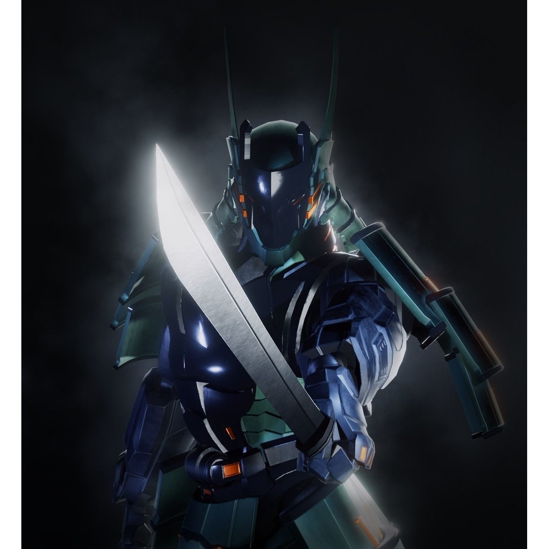 Samurai Robot 3D Model – Low Poly Rigged Character for Games, FBX, Blender - View 4