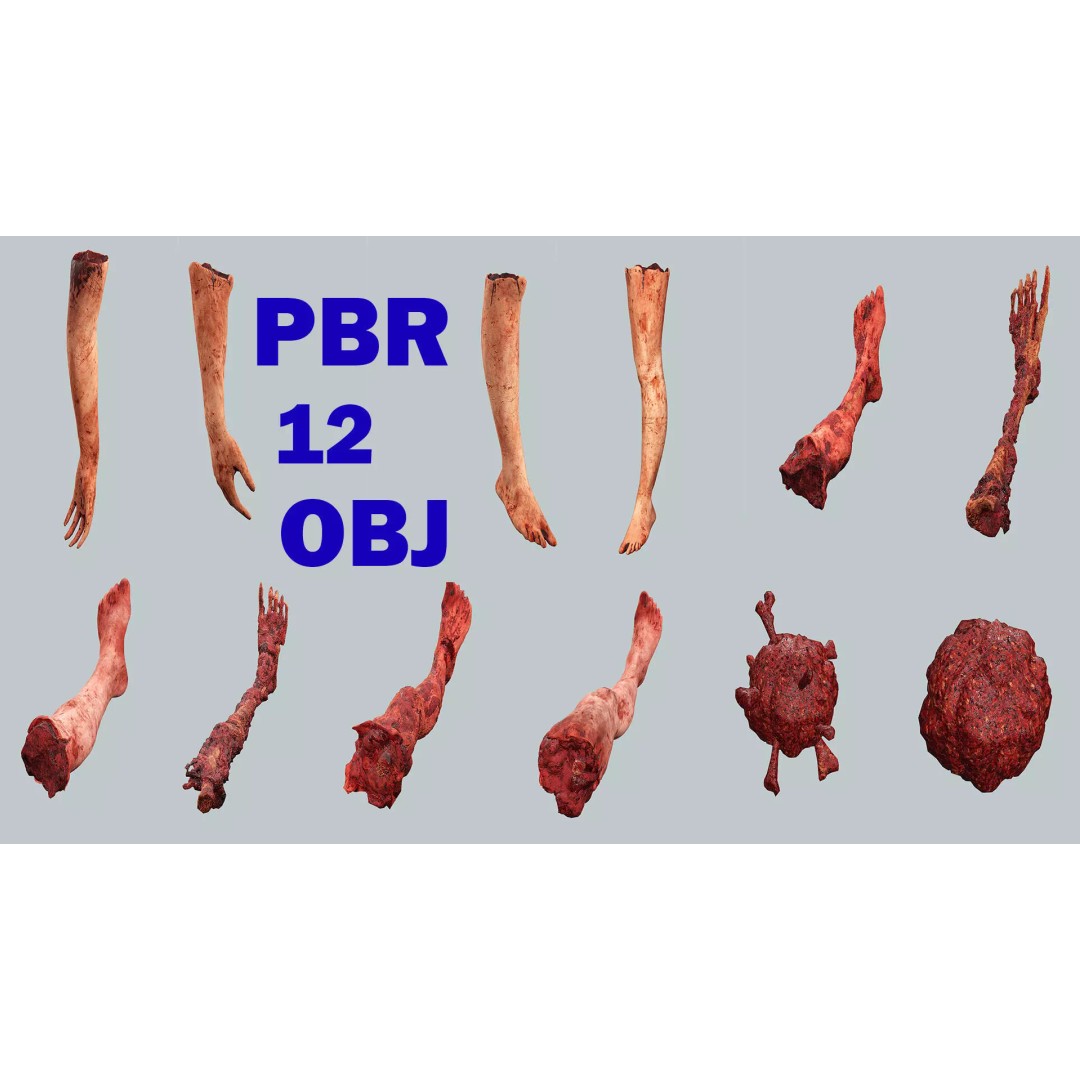 Human Corpses Pack 06 3D Model – Low Poly Horror Game Asset, FBX, OBJ - View 2