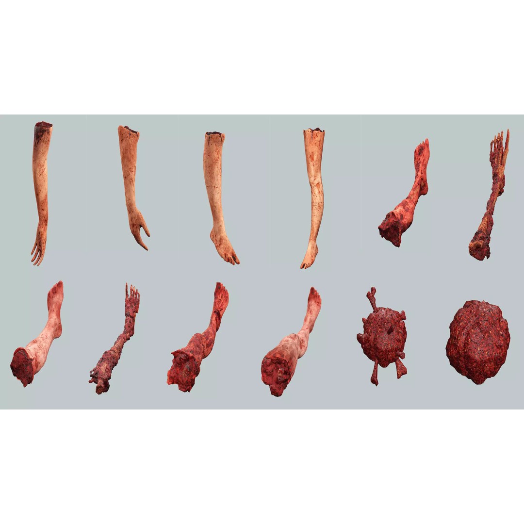 Human Corpses Pack 06 3D Model – Low Poly Horror Game Asset, FBX, OBJ - View 6