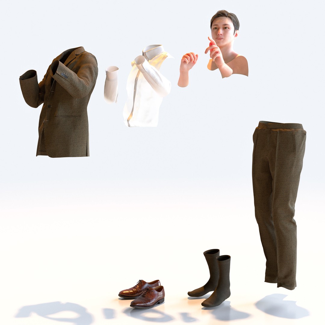 Posed Asian Business Man 3D Model – High Poly Game Asset, FBX, Blender