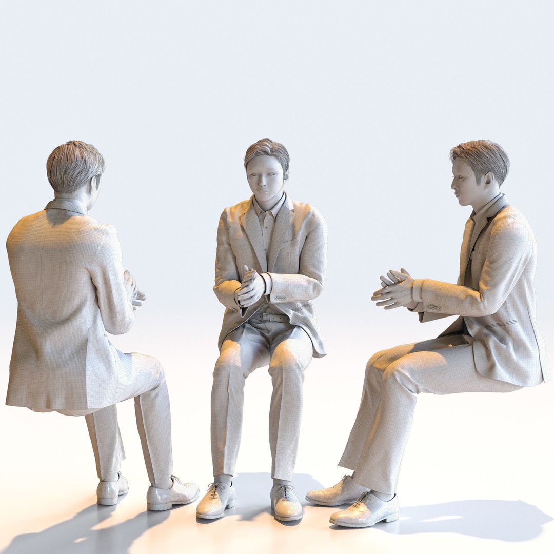 Posed Asian Business Man 3D Model – High Poly Game Asset, FBX, Blender - View 14