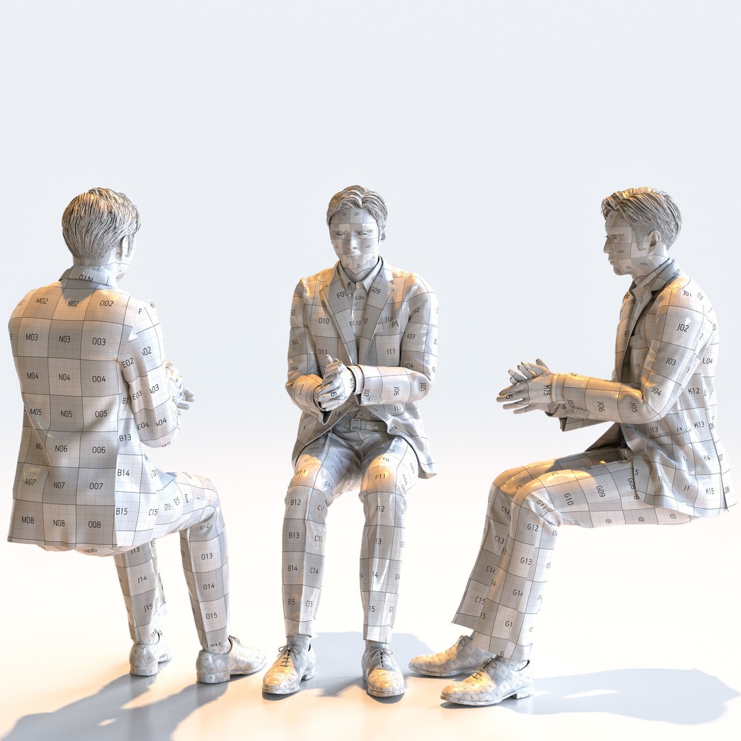 Posed Asian Business Man 3D Model – High Poly Game Asset, FBX, Blender - View 15