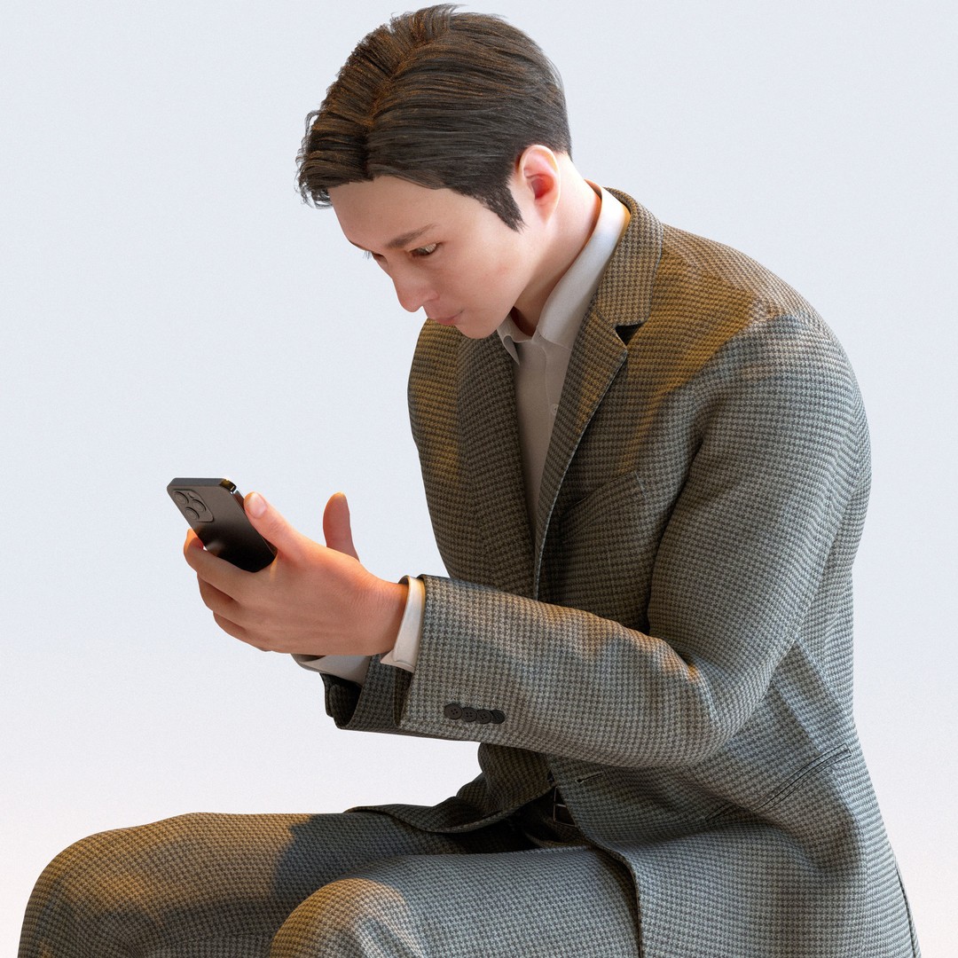 Posed Asian Business Man 3D Model – High Poly Game Asset, FBX, Blender - View 16