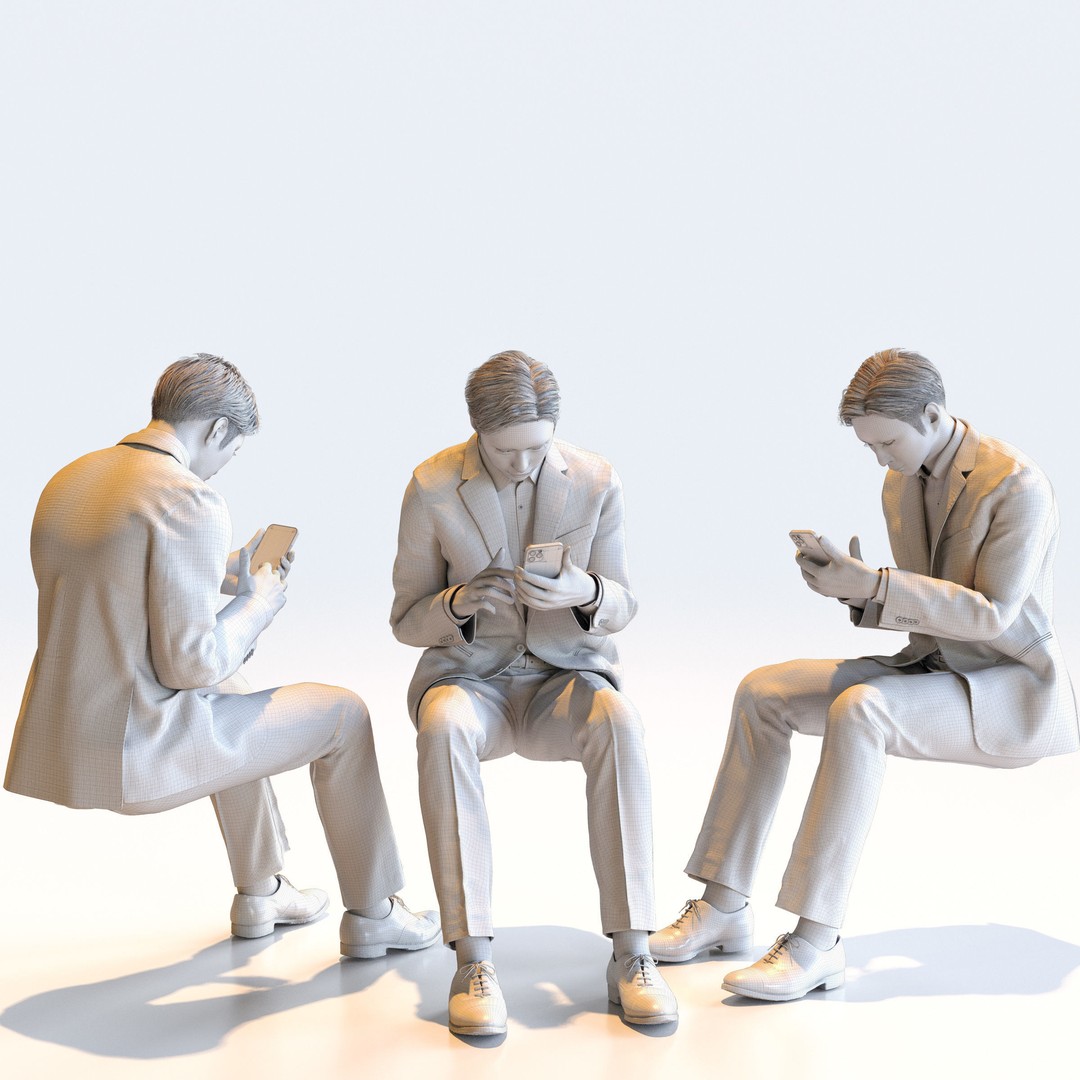 Posed Asian Business Man 3D Model – High Poly Game Asset, FBX, Blender - View 18