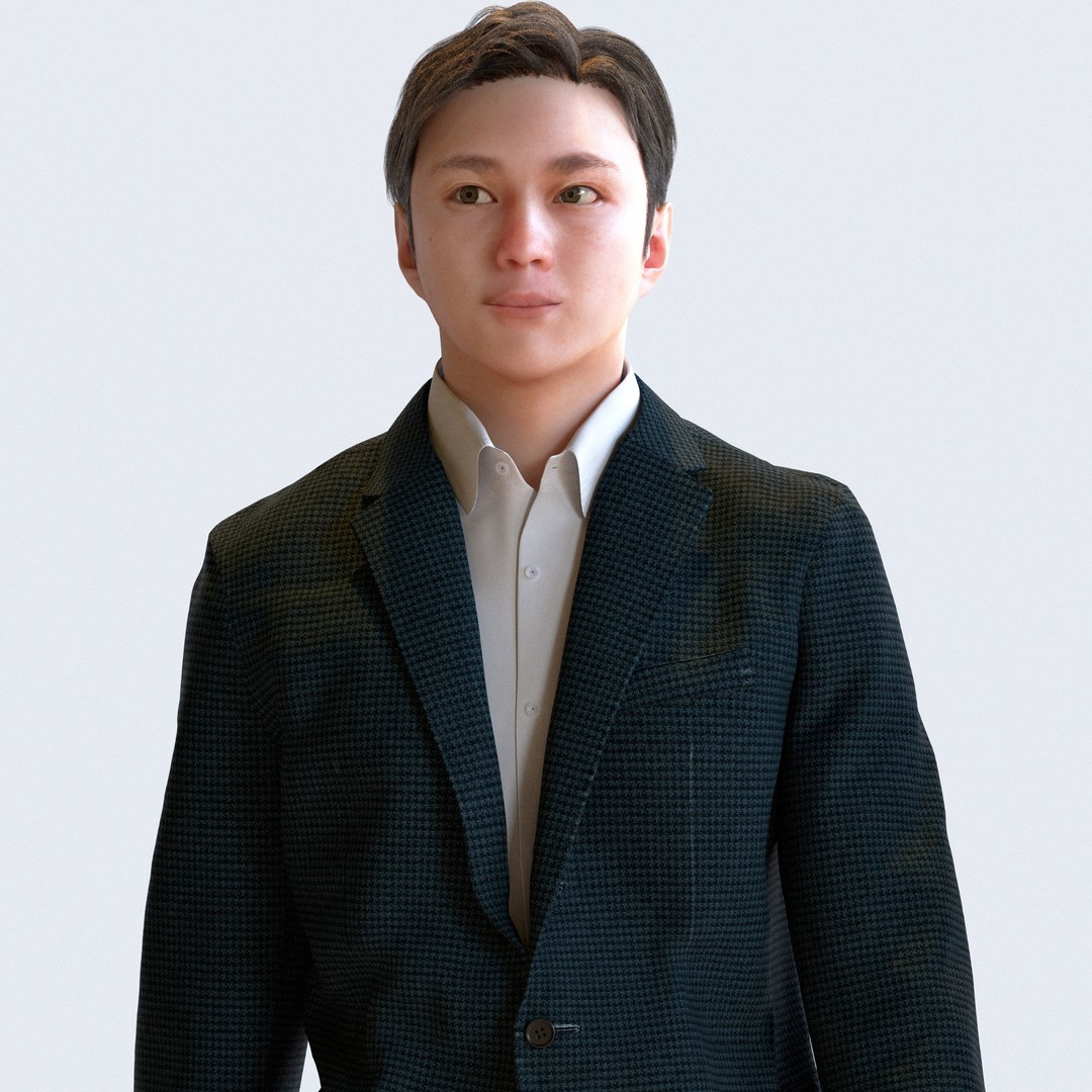 Posed Asian Business Man 3D Model – High Poly Game Asset, FBX, Blender - View 20