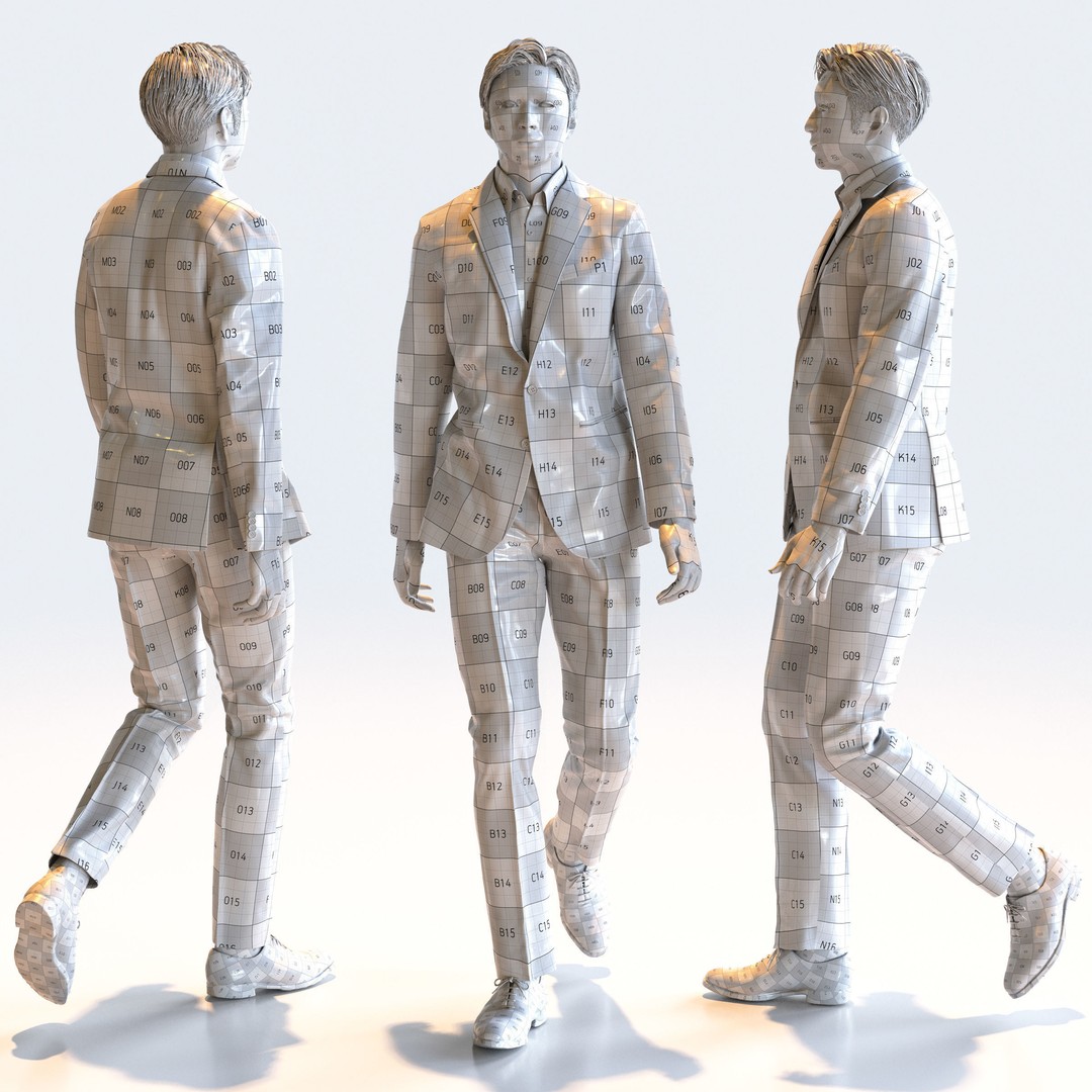 Posed Asian Business Man 3D Model – High Poly Game Asset, FBX, Blender - View 23