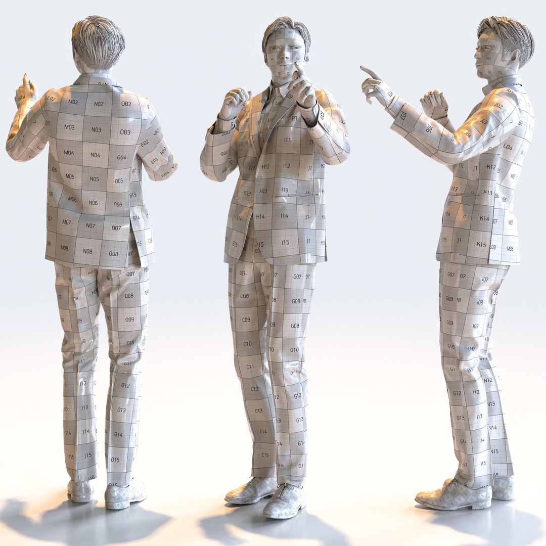 Posed Asian Business Man 3D Model – High Poly Game Asset, FBX, Blender - View 7