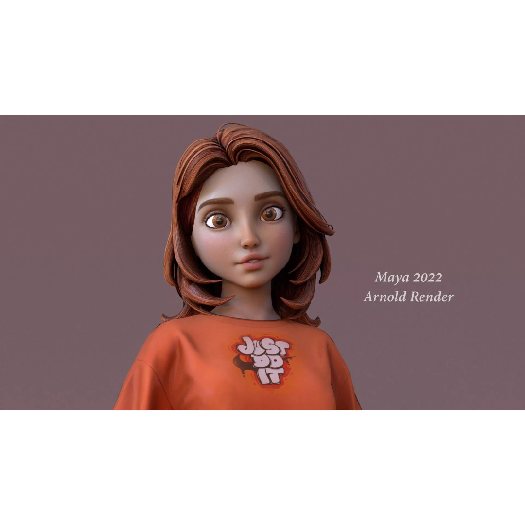 Cartoon Girl Rig 3D Model – Low Poly Character, FBX & Blender - View 12