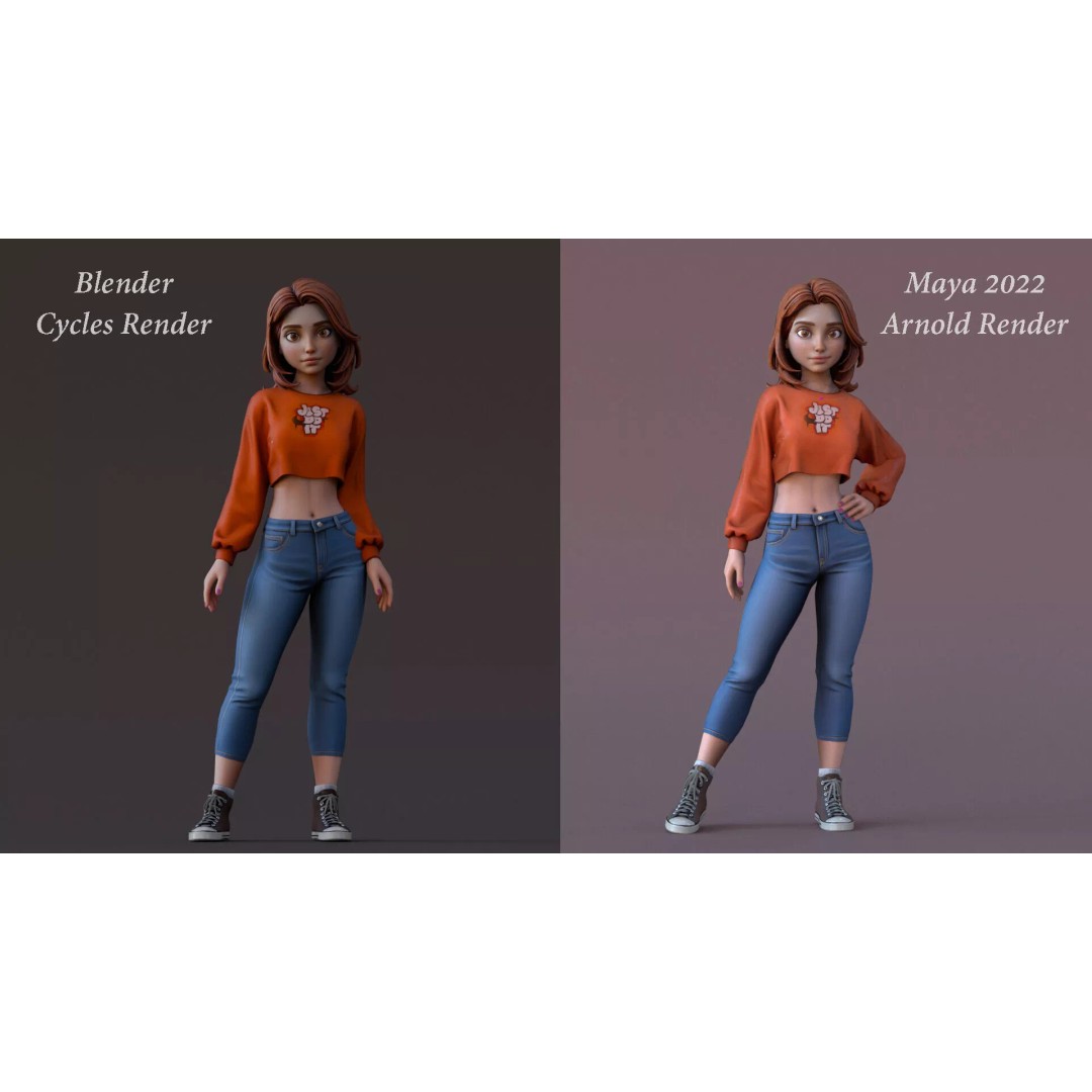 Cartoon Girl Rig 3D Model – Low Poly Character, FBX & Blender - View 14