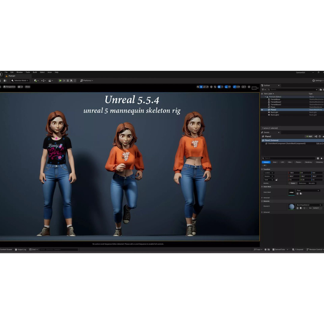 Cartoon Girl Rig 3D Model – Low Poly Character, FBX & Blender - View 15
