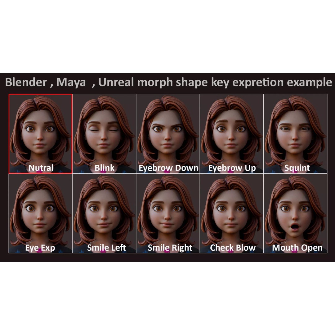 Cartoon Girl Rig 3D Model – Low Poly Character, FBX & Blender - View 21