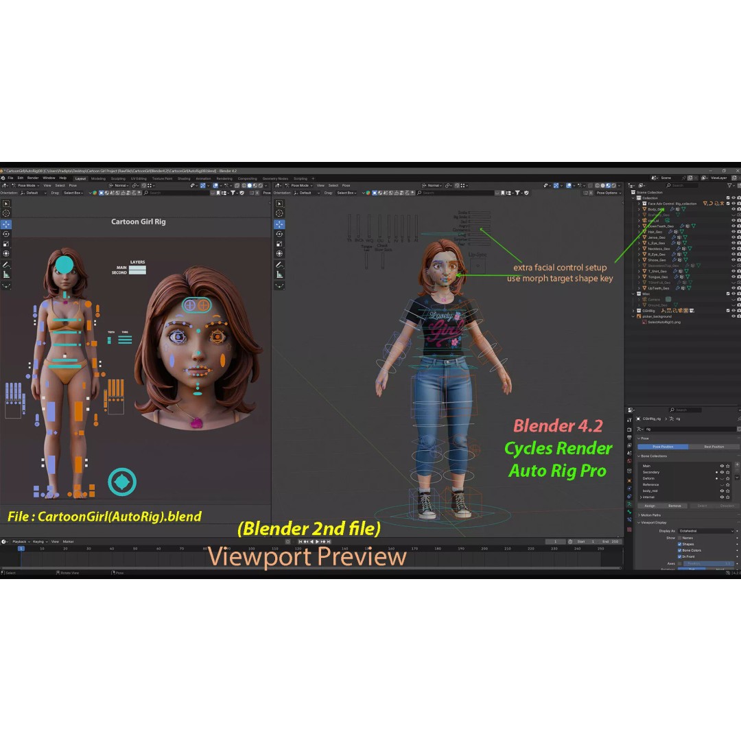 Cartoon Girl Rig 3D Model – Low Poly Character, FBX & Blender - View 26
