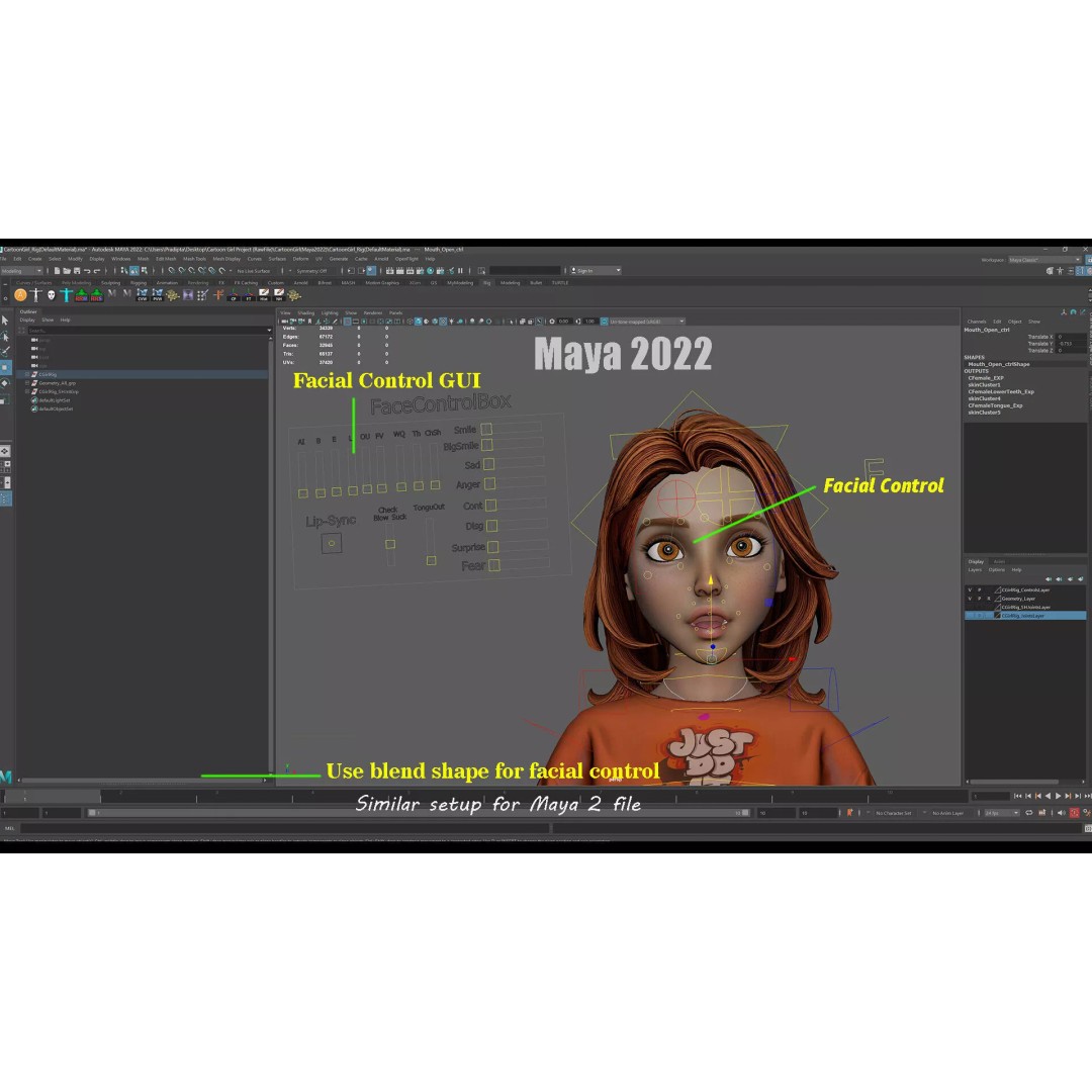 Cartoon Girl Rig 3D Model – Low Poly Character, FBX & Blender - View 28