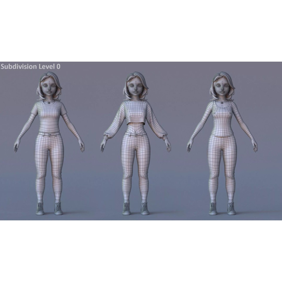 Cartoon Girl Rig 3D Model – Low Poly Character, FBX & Blender - View 31