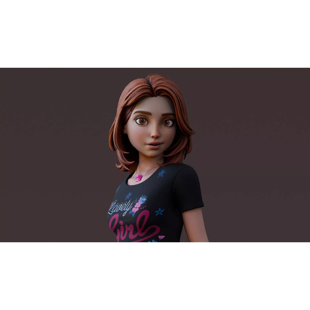 Cartoon Girl Rig 3D Model – Low Poly Character, FBX & Blender - View 7