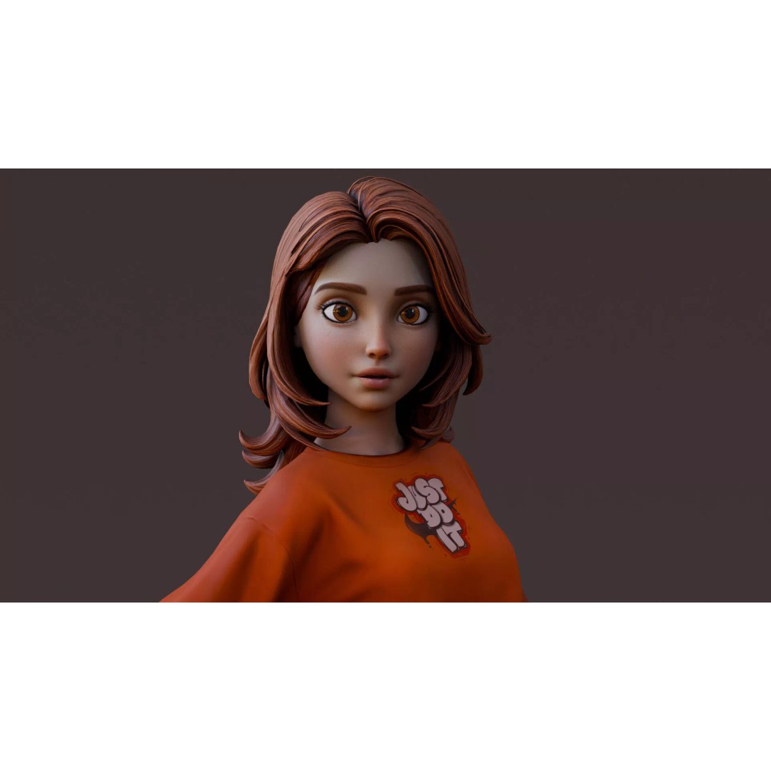 Cartoon Girl Rig 3D Model – Low Poly Character, FBX & Blender - View 8