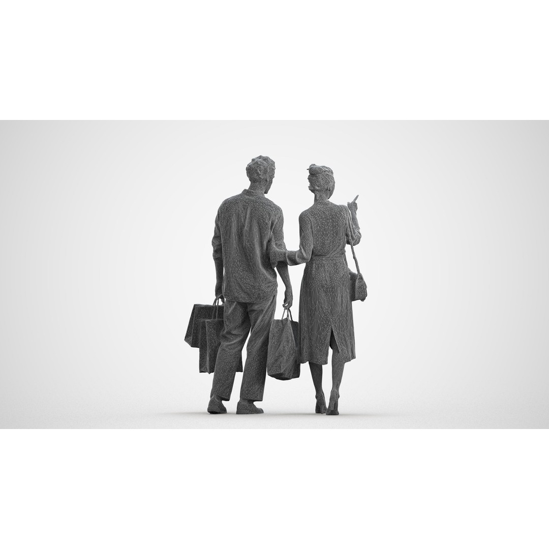 Couple Shopping 3D Model – Rigged Character with PBR Textures, FBX - View 11