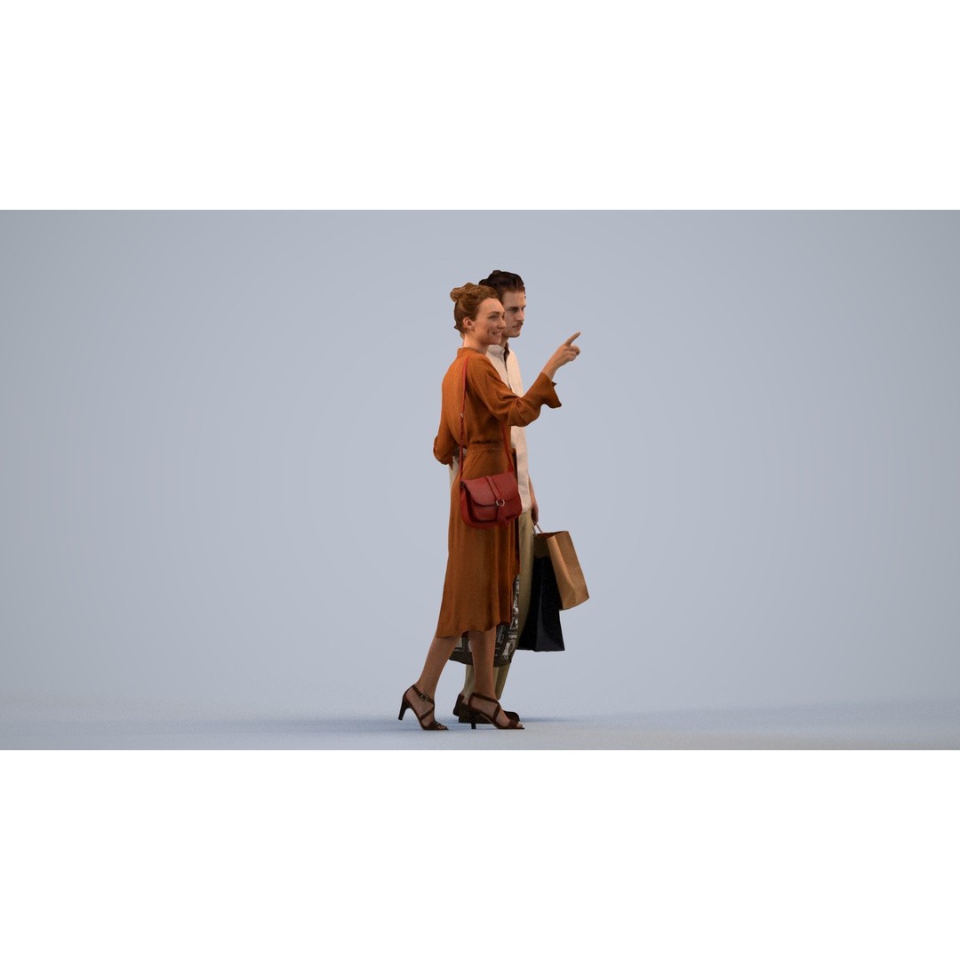 Couple Shopping 3D Model – Rigged Character with PBR Textures, FBX - View 5