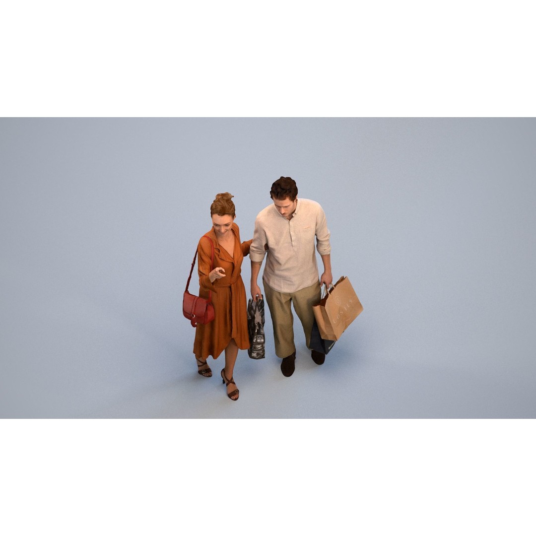 Couple Shopping 3D Model – Rigged Character with PBR Textures, FBX - View 6