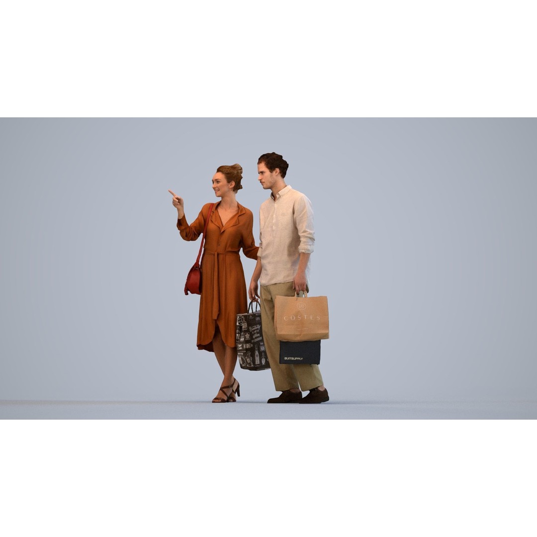 Couple Shopping 3D Model – Rigged Character with PBR Textures, FBX - View 7