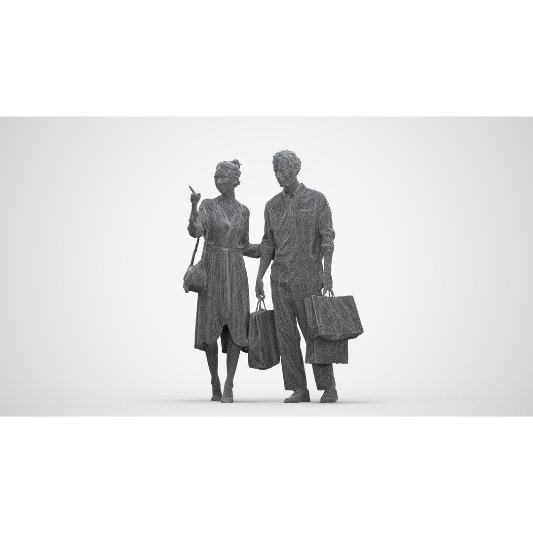 Couple Shopping 3D Model – Rigged Character with PBR Textures, FBX - View 9