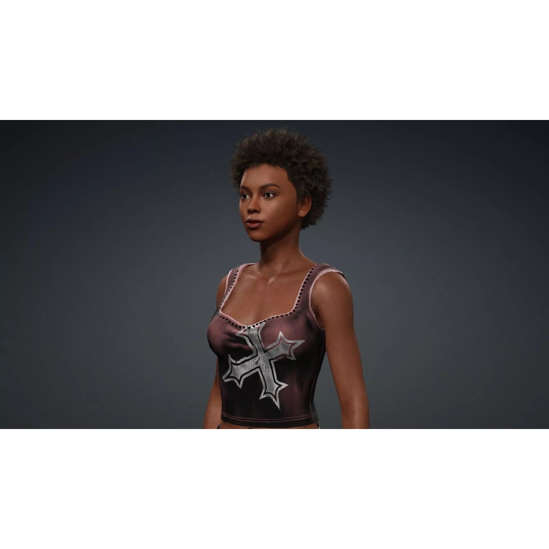 Beautiful Black Woman 3D Model – Rigged Character for Animation, FBX - View 10