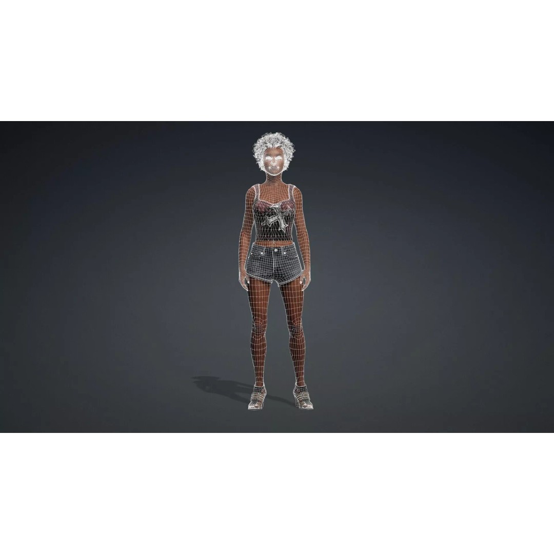 Beautiful Black Woman 3D Model – Rigged Character for Animation, FBX - View 13