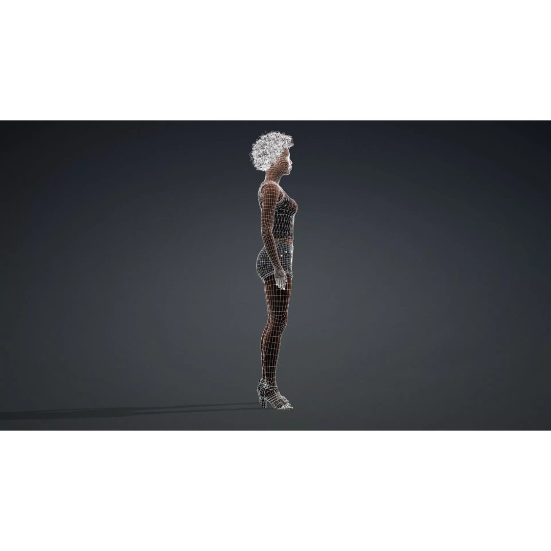 Beautiful Black Woman 3D Model – Rigged Character for Animation, FBX - View 14