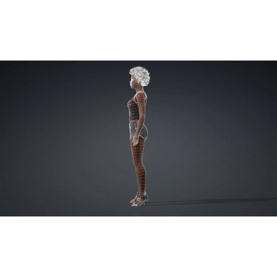 Beautiful Black Woman 3D Model – Rigged Character for Animation, FBX - View 15