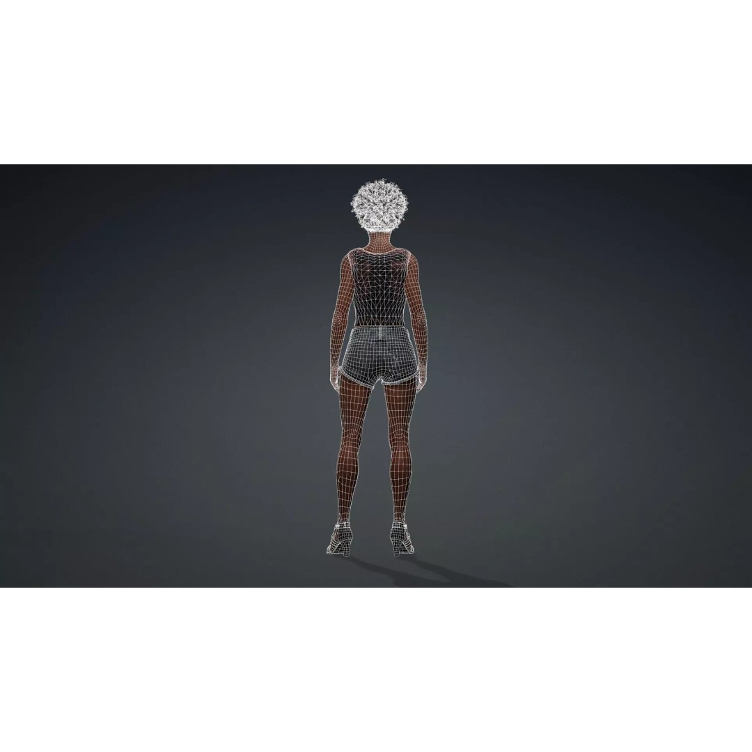 Beautiful Black Woman 3D Model – Rigged Character for Animation, FBX - View 16