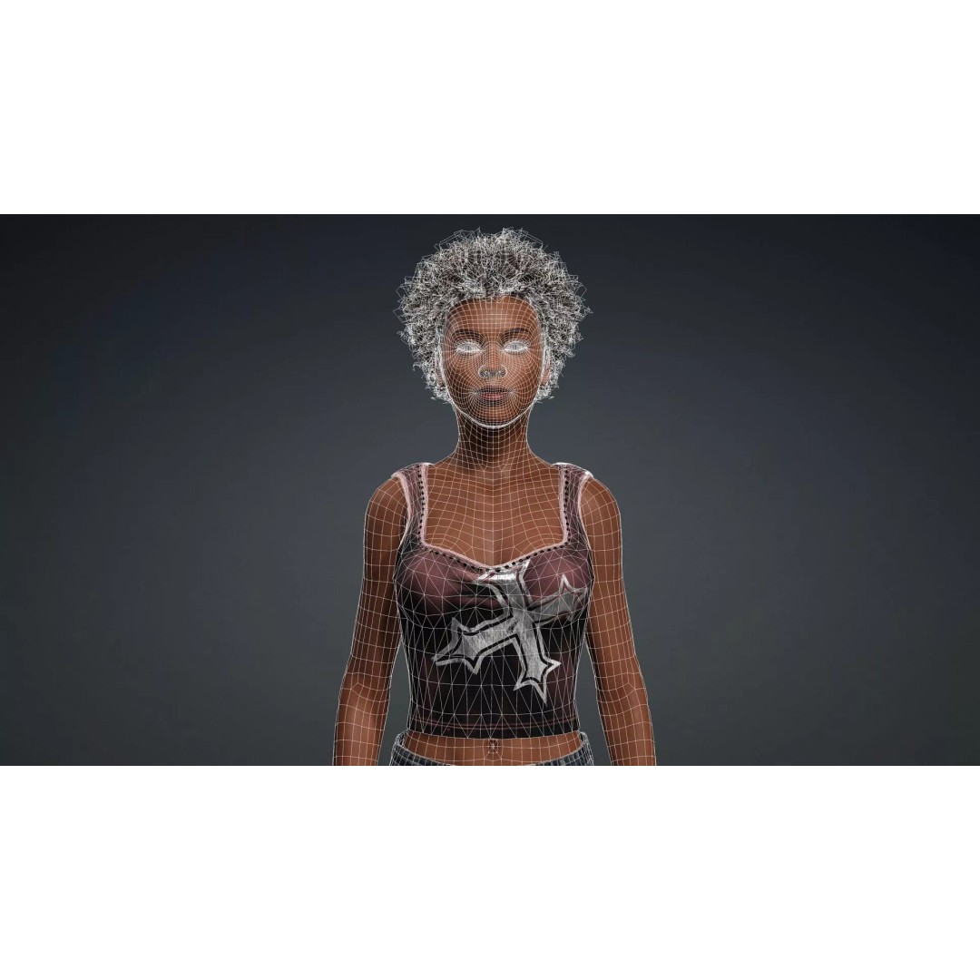 Beautiful Black Woman 3D Model – Rigged Character for Animation, FBX - View 18