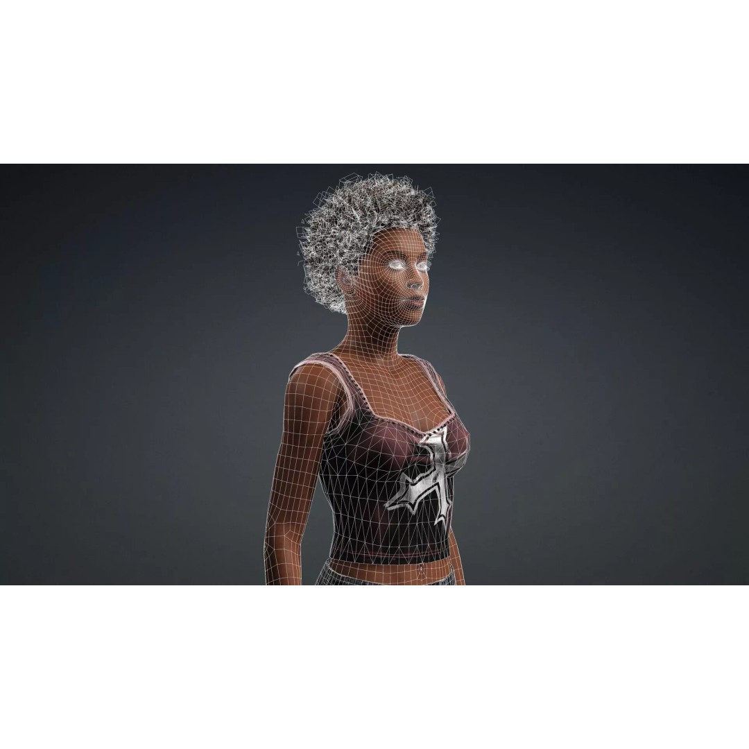 Beautiful Black Woman 3D Model – Rigged Character for Animation, FBX - View 19