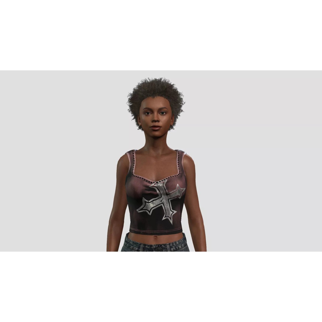 Beautiful Black Woman 3D Model – Rigged Character for Animation, FBX - View 2