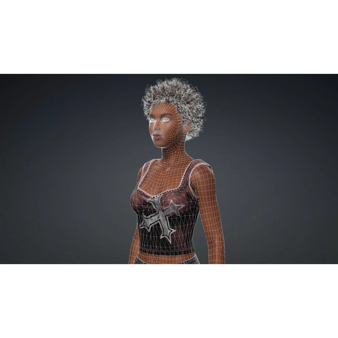 Beautiful Black Woman 3D Model – Rigged Character for Animation, FBX - View 20
