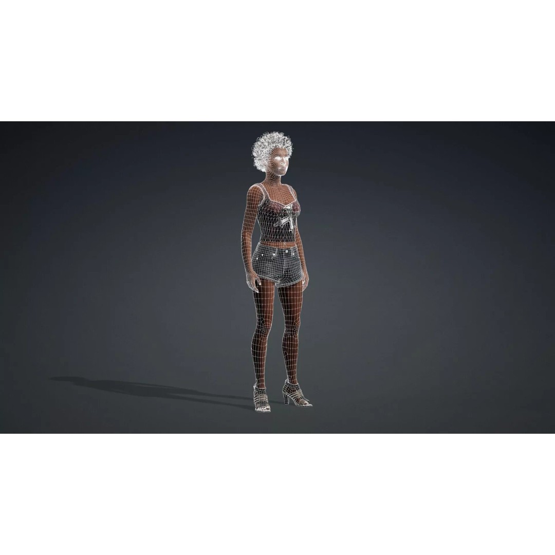 Beautiful Black Woman 3D Model – Rigged Character for Animation, FBX - View 21