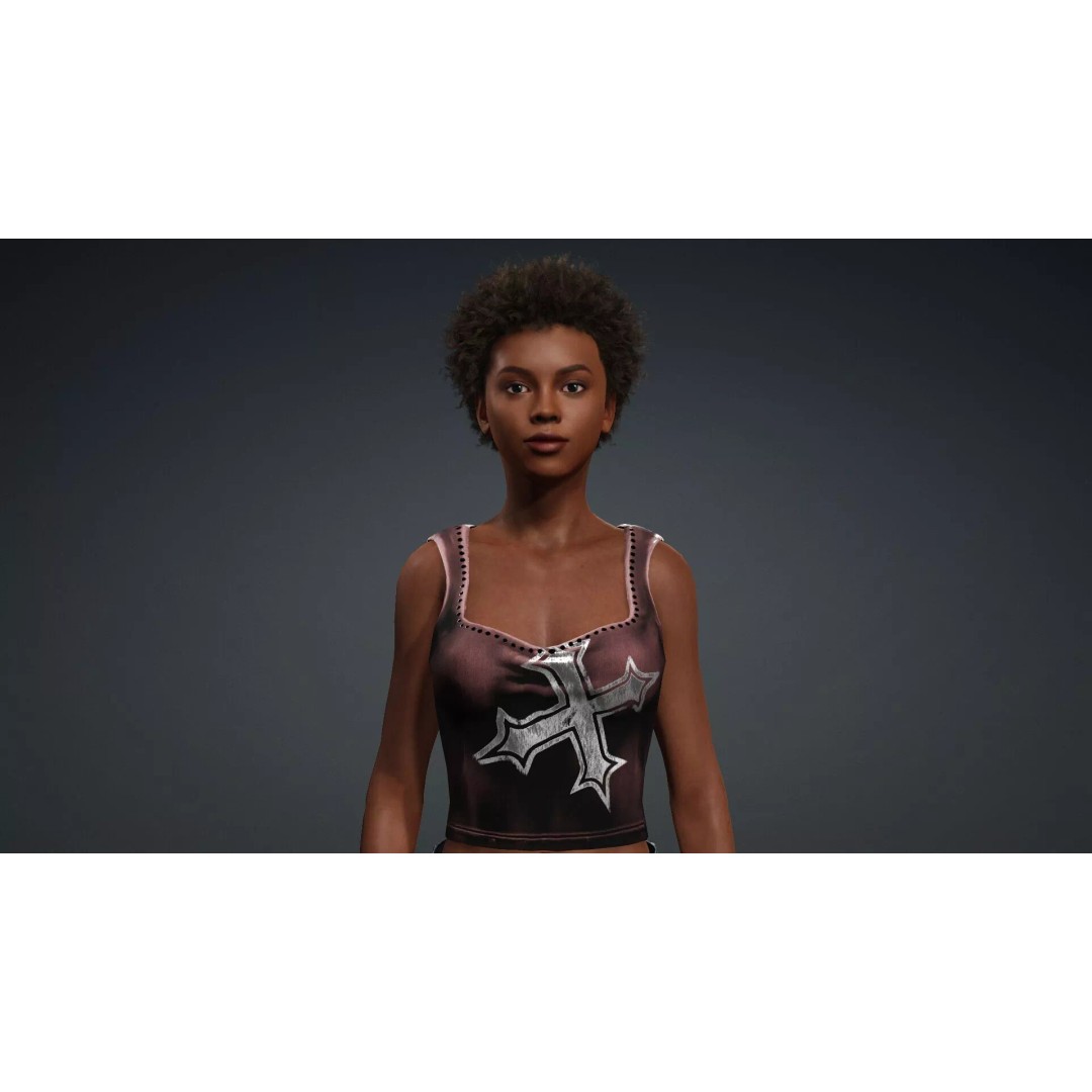 Beautiful Black Woman 3D Model – Rigged Character for Animation, FBX - View 8