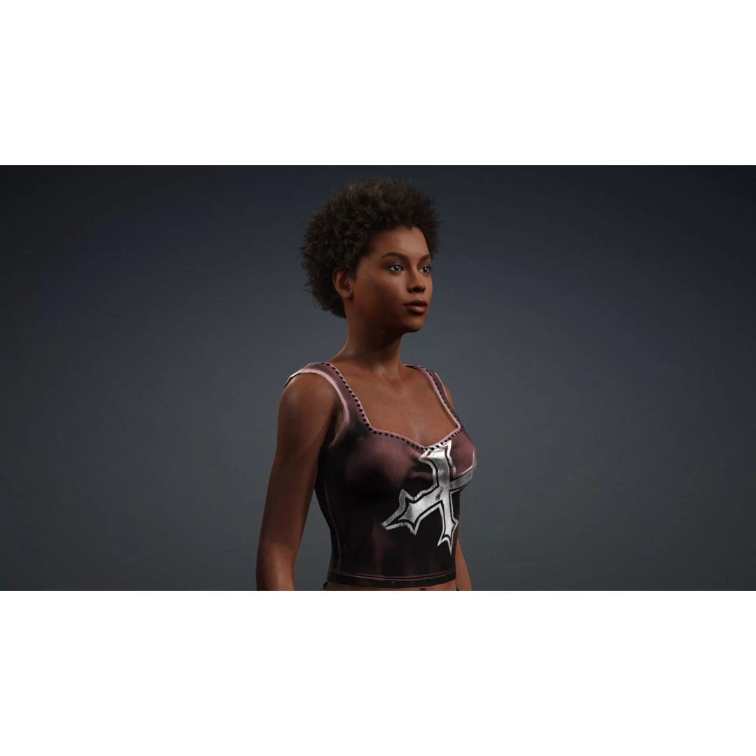 Beautiful Black Woman 3D Model – Rigged Character for Animation, FBX - View 9