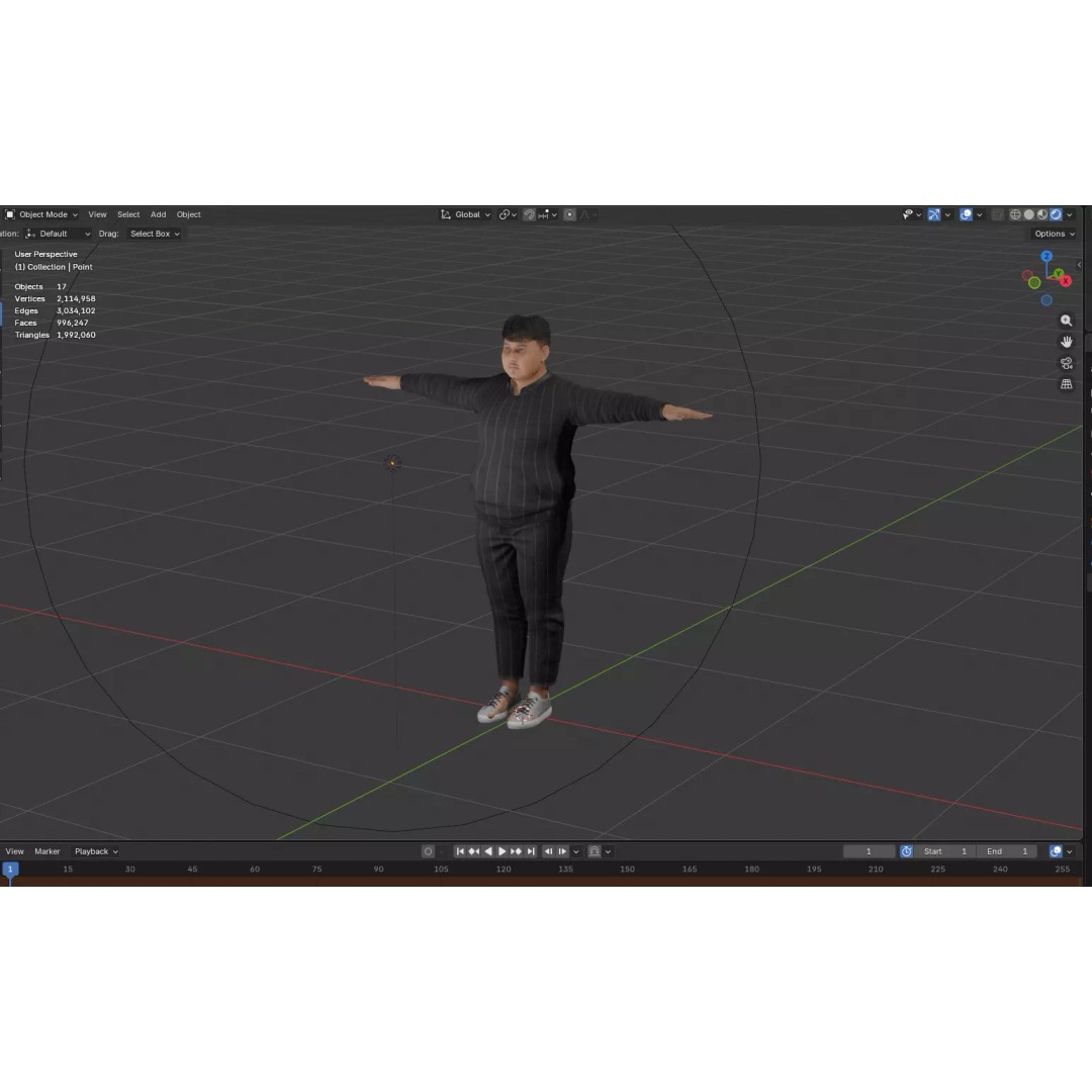 Rigged Chubby Male Character 3D Model – Casual Outfit, Blender & FBX