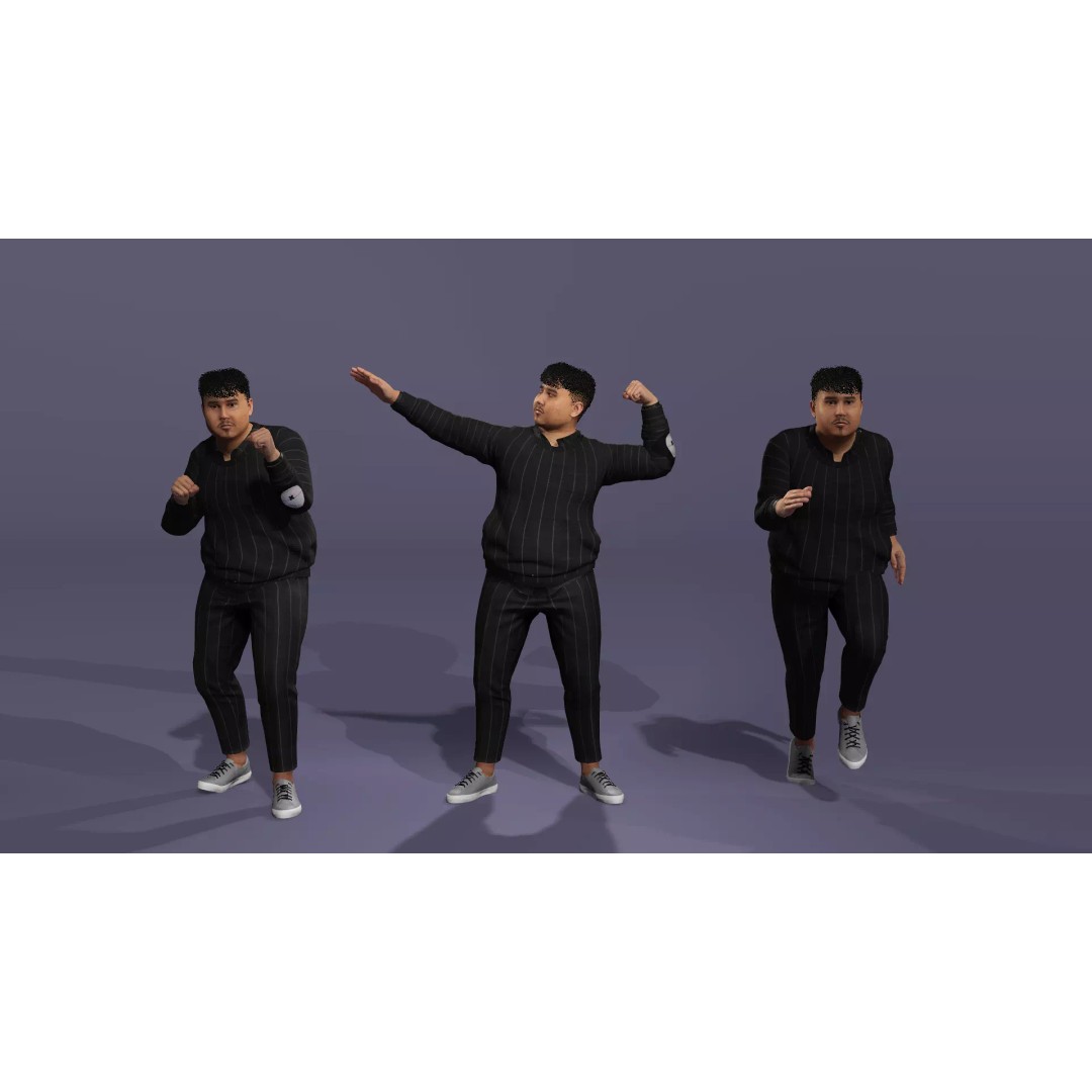 Rigged Chubby Male Character 3D Model – Casual Outfit, Blender & FBX - View 4