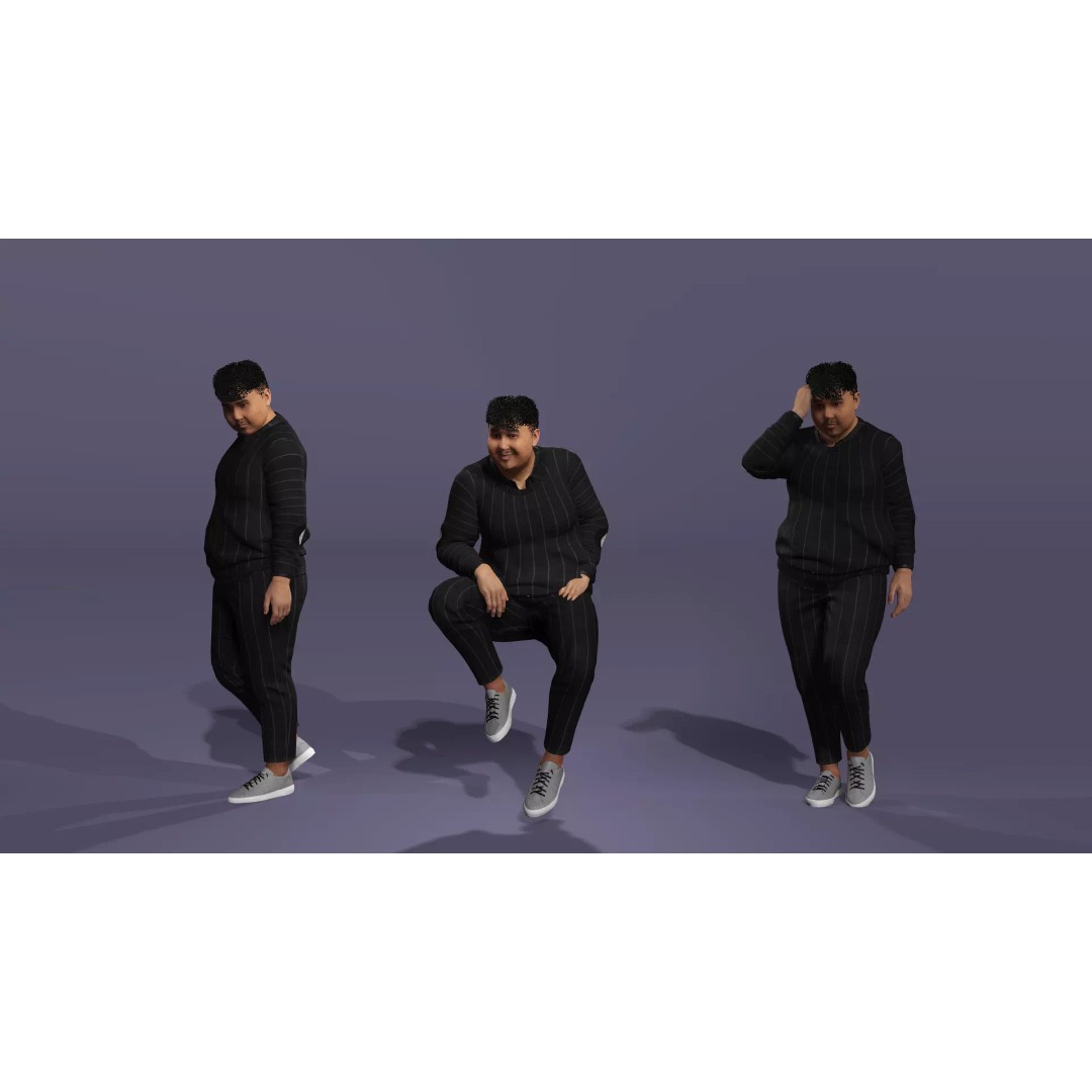 Rigged Chubby Male Character 3D Model – Casual Outfit, Blender & FBX - View 5
