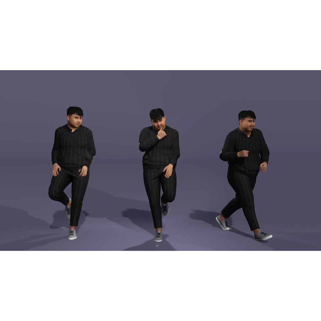Rigged Chubby Male Character 3D Model – Casual Outfit, Blender & FBX - View 6