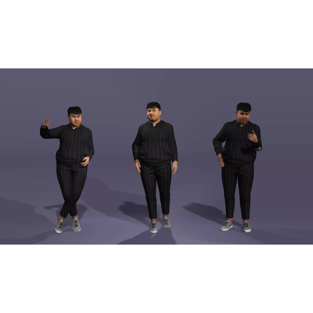 Rigged Chubby Male Character 3D Model – Casual Outfit, Blender & FBX - View 7