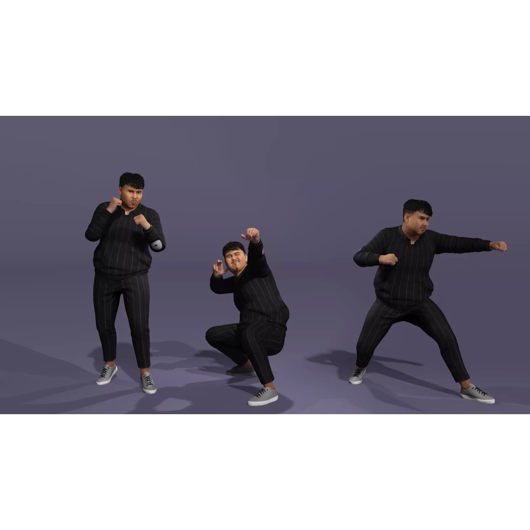 Rigged Chubby Male Character 3D Model – Casual Outfit, Blender & FBX - View 8