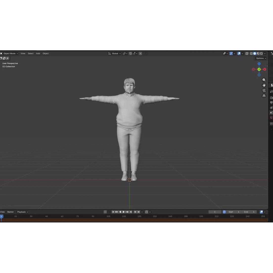 Rigged Chubby Male Character 3D Model – Casual Outfit, Blender & FBX - View 9